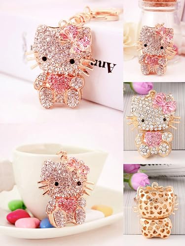 Cute Bling Rhinestone Keychain Gift with Poom Poom Plush Ball Tassel Ornament… - Image 8