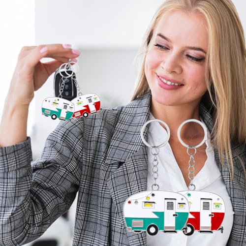 Grevosea 2 Pack Camper Keychain, Happy RV Camper Keyring Camper Accessories for… - Image 5