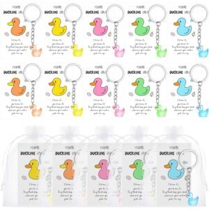 Treela 50 Set Inspirational Gifts Luminous Mini Resin Duck Keychains with Motivational…
