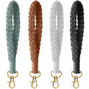 Tuanse Macrame Wristlet Keychain Boho Women Handmade Braided Keychain Lanyard(Light Green, Brown,…