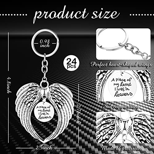 WILLBOND 48 Pcs Silver Angel Wings Keychain Gifts Memorial Funeral Gift Angel… - Image 2