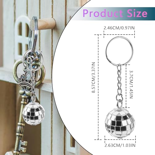 Abvsdu 12PCS Disco Ball Keychain, Silvery Mini Keychains Party Favors, Keychain Small… - Image 2