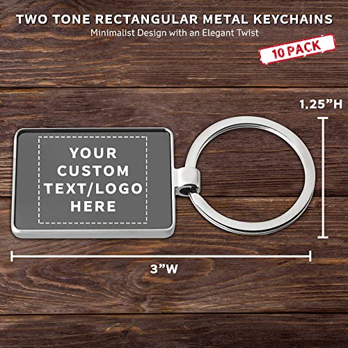 DISCOUNT PROMOS Custom Two Tone Rectangular Metal Keychains Set of 10 - Image 5