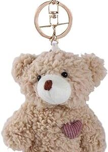 Galepromot Brown Bear Pink Heart Plush Stuffed Keychain For Backpack, Plush Soft…