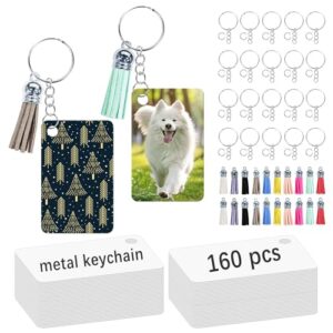 160 Pcs Metal Sublimation Keychain Blanks Bulk,Double Sided Sublimation Blanks Keychain Heat…