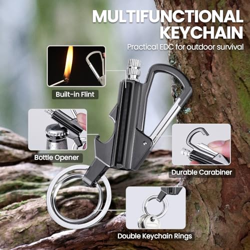 YUSUD 2 Pack Keychain Bottle Opener for Men, Permanent Match with Dual… - Image 3