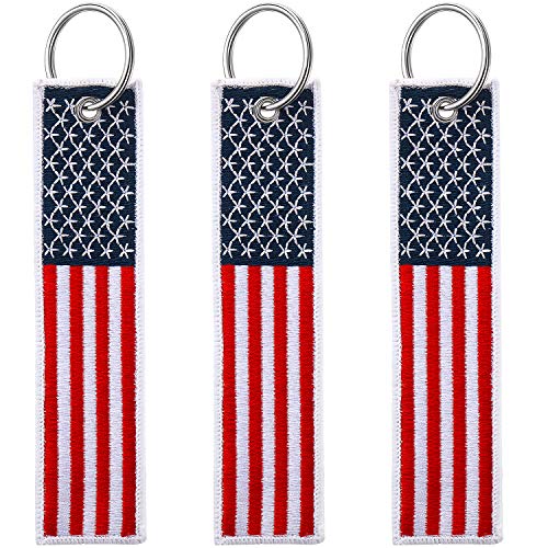 Hicarer 3 Pieces American Flag Keychain Tag with Key Ring 4 of…