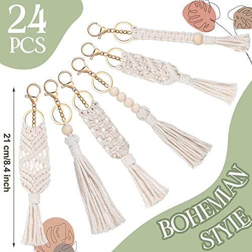 Nosiny 24 Pieces Boho Macrame Keychains Bulk Mini Cute Handcrafted Tassel Keychain… - Image 2