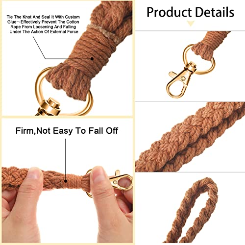 Tuanse Macrame Wristlet Keychain Boho Women Handmade Braided Keychain Lanyard(Light Green, Brown,… - Image 2