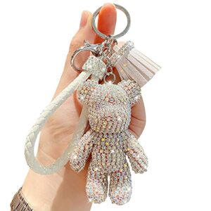 BONICI Girls Fashionable Diamond Bear Pendant Keychain Bling Sparkle Luxury Bear Key