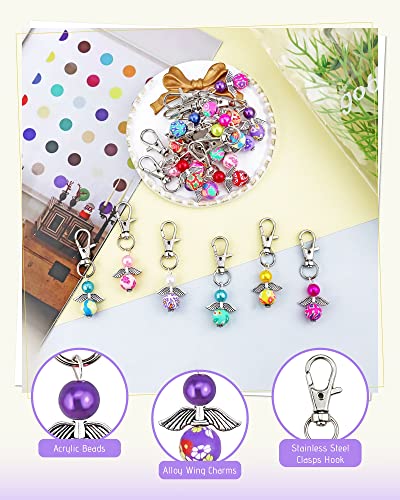 YETOOME 20 Pcs Angel Pearl Beads Pendant Keychain, Angel Fairy Mixed Stone… - Image 4