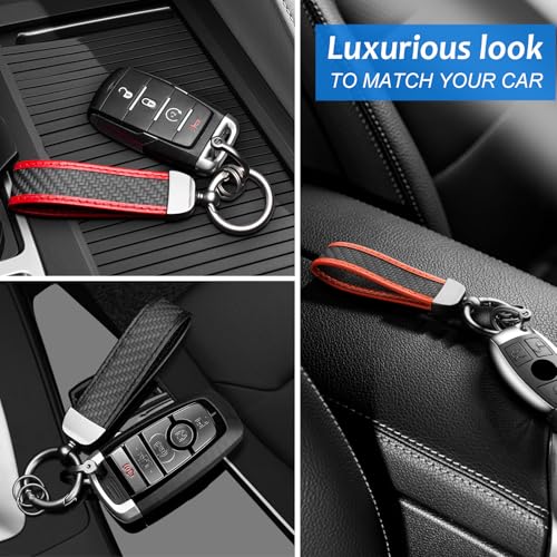 Real Carbon Fiber Keychain,Minimalist Leather Edges,Car Key Fob Chain Holder,Keychains Replacement,Keychains for… - Image 7