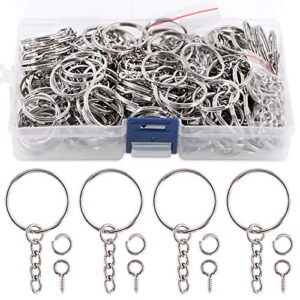 Swpeet 450Pcs 1" 25mm Sliver Key Chain Rings Kit, Including 150Pcs Keychain…