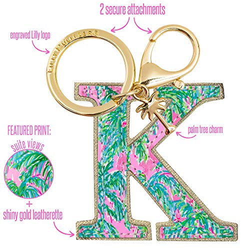 Lilly Pulitzer Leatherette Initial Keychain, Letter Bag Charm for Women, Suite Views… - Image 2