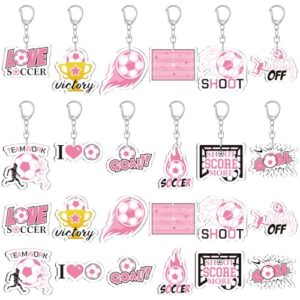 Huquary 24 Pcs Soccer Acrylic Keychain Gifts Bulk Pink Acrylic Soccer Sports…