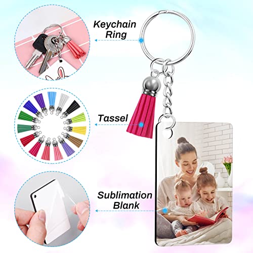 Modacraft 120Pcs Sublimation Keychain Blanks Bulk Set with Rectangle Sublimation Blanks Tassels… - Image 6
