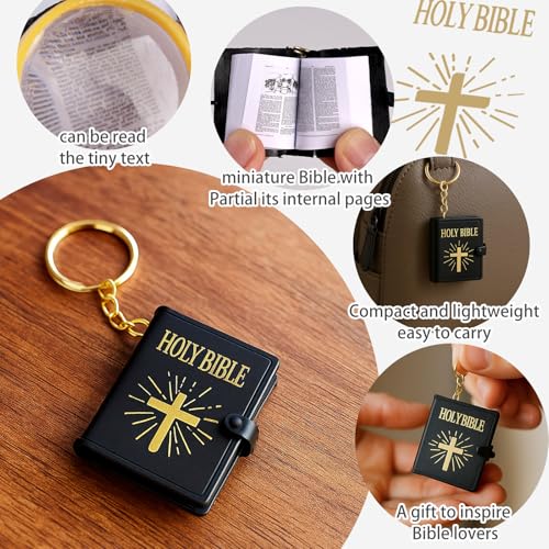 FREESOOTH Mini Bible Keychain, Tiny Miniature Real Bibles Key Chains for Handbag… - Image 3