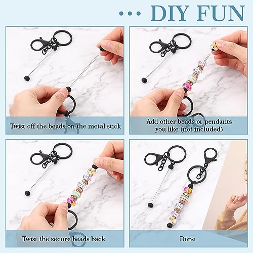 Tondiamo 12 Pcs Beadable Keychain Bars Bulk for Making Blank Beaded Metal… - Image 5