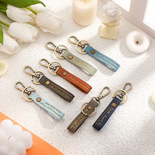 Sureio 7 Pcs Christian Keychains Gift Religious Bible Verse Inspirational PU Leather… - Image 4