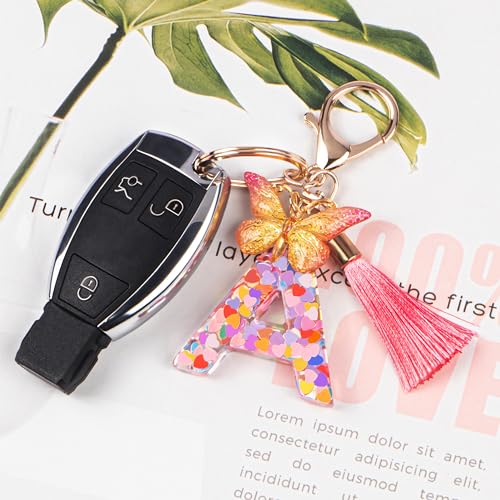 Suweibuke Colourful Cute Initial Letter Keychains for Women Girls with Tassel Butterfly,… - Image 3