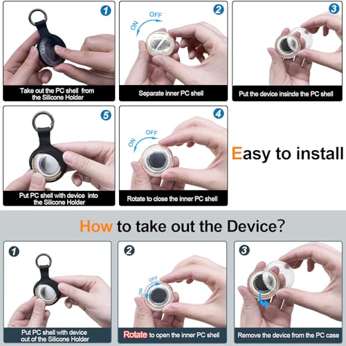 4Pack,Compatible with Airtag Holder Case with Keychain IPX8 Waterproof,Shockproof GPS Tag Tracker… - Image 6