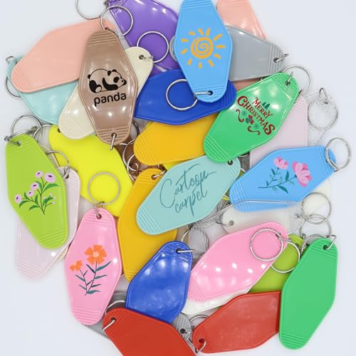 LOTMER 40 PCS Hotel Keychain Blank with Key Rings, 20 Colors Plastic… - Image 4