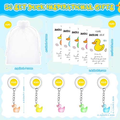 Treela 50 Set Inspirational Gifts Luminous Mini Resin Duck Keychains with Motivational… - Image 2