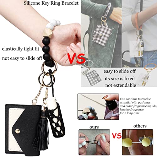 BIHRTC Keyring Wallet Keychain Silicone Beads Bracelet Wristlet with Hand - Image 6