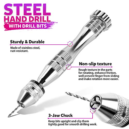 LEOBRO Hand Drill, 222 PCS Pin Vise Hand Drill with Drill Bits(0.8… - Image 4