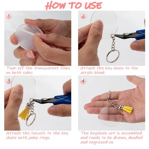 RAINFLOW 120PCS Clear Acrylic Keychain Making Kit - Image 5