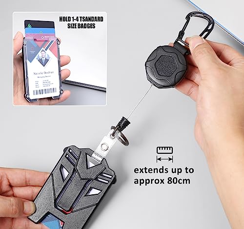 Badge Holder Retractable Clip Heavy Duty Carabiner Badge Reel Keychain with Lanyard… - Image 4