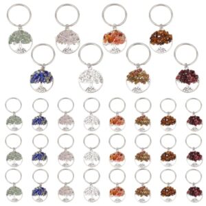 PH PandaHall 32pcs Tree of Life Keychain, 8 Style Natural Crystal Stone…