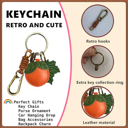 ZOUITY Leather Leaf Fruit Keychain Retro Accessories,Cute Keychains for Women Wallet Bag,Purse… - Image 4