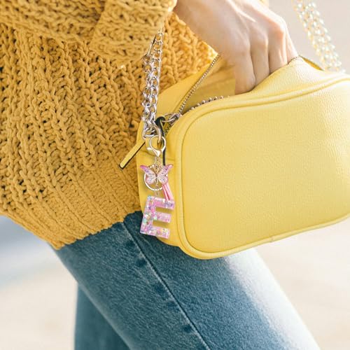 Fmeida Keychains for Women Cute Resin Letter Keychain Pink Initial Keychains for… - Image 8