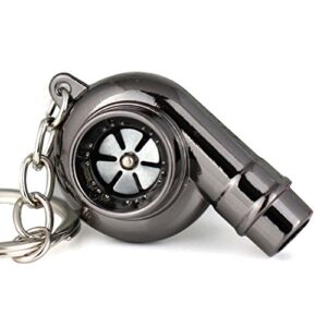 maycom Creative Spinning New Chrome Polished Gunmetal Black Turbo Turbocharger Keychain Key…