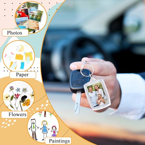 Qyyiguf 30 Pcs Acrylic Photo Frame Keyring,Keychain Clear Acrylic with Split Ring,Photo… - Image 4