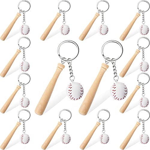 Hicarer Mini Baseball Keychain with Wooden Bat for Sports Theme Party Team…