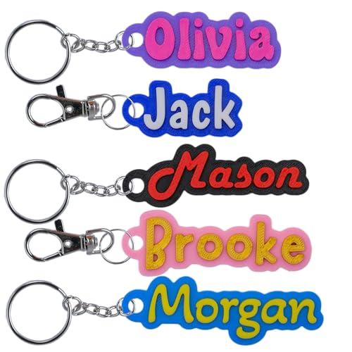 Custom Keychain Multiple Fonts, Hard Plastic Personalized Key Chain, Customized Name Text…