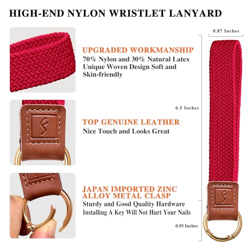 Fishent Stretchy Key Chain, Cute Keychain Wristlet, Upgraded Woven Wrist Lanyard for… - Image 4