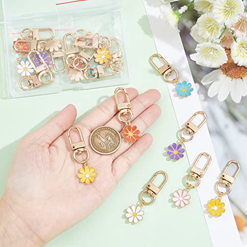 PH PandaHall 24pcs Flower Keychain, Daisy Enameled Charms Aesthetic Keychain Car Key… - Image 6