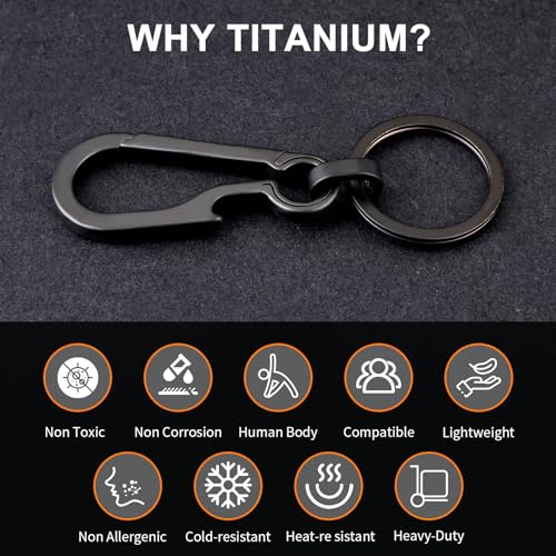 Ouligay Titanium Carabiner Keychain Clip Titanium Key Chain Bottle Opener Keychain Heavy… - Image 3