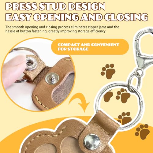 3 Pcs Dog Fur Storage Keychain, Cute Leather Paw Keychain Pet Hair… - Image 4
