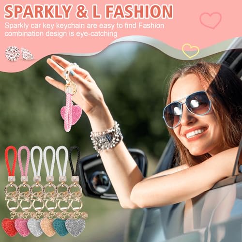 Car Keychain for Women with Rhinestone Heart Shape Bling Girl Cute Keychain… - Image 5