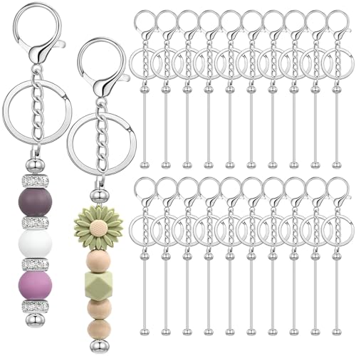 YUESEK 20/40pcs Beadable Keychain Bars Bulk Blank Creative Cute Keychains Bar for…