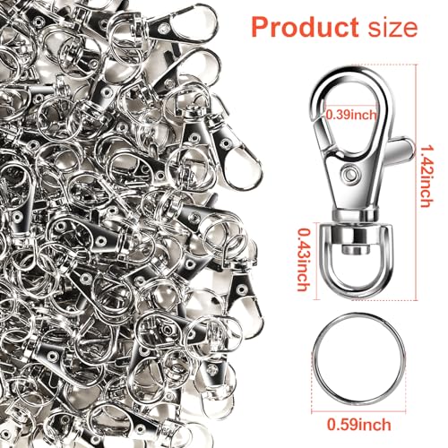 LEOBRO 60PCS Metal Swivel Snap Hooks and Key Rings, 30PCS Small Lobster… - Image 3