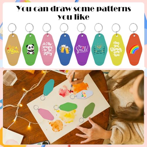 LOTMER 30 PCS Hotel Keychain Blank with Key Rings, 15 Colors Plastic… - Image 4