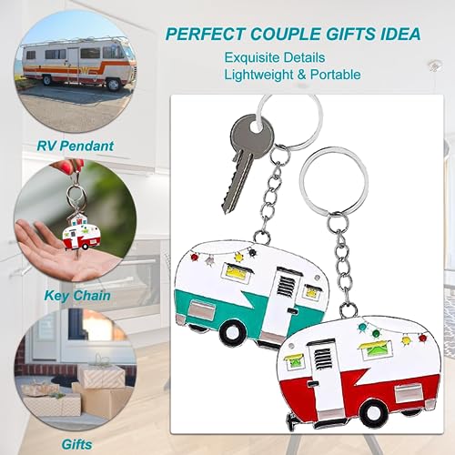 TrustBlai 2 Pack Camper Keychain Set Happy RV Camper Keyring Couples Camping… - Image 3