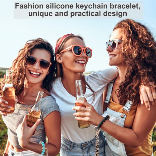 Pusunas Key Chains Women for Car Key Ring Bracelet,Keychain Wristlet,Silicone Beaded Bangle… - Image 6