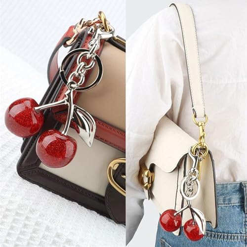 Aonald Cherry Keychain For Women Resin Silver Cherry Charm For Purse Bag… - Image 3
