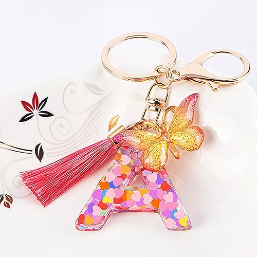 Suweibuke Colourful Cute Initial Letter Keychains for Women Girls with Tassel Butterfly,… - Image 2